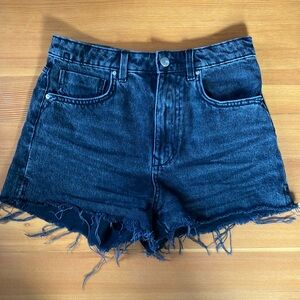 Zara Black Denim Frayed Hem Women's Shorts